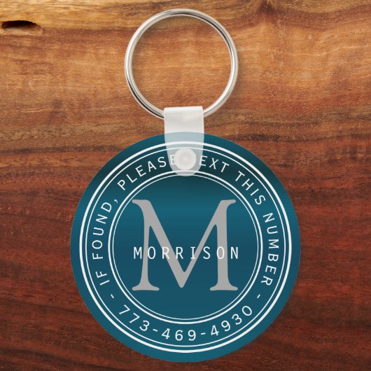 Meldung - Monogramm in Aquamarin Schlüsselanhänger (Rückseite)