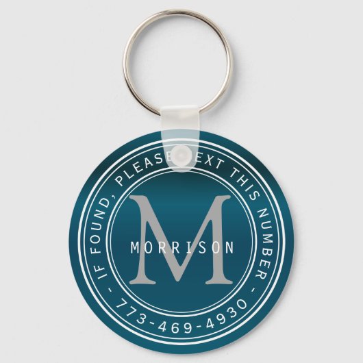 Meldung - Monogramm in Aquamarin Schlüsselanhänger (Rückseite)