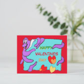 Meldung Octopus Happy Valentines Day Postcard Postkarte (Stehend Vorderseite)