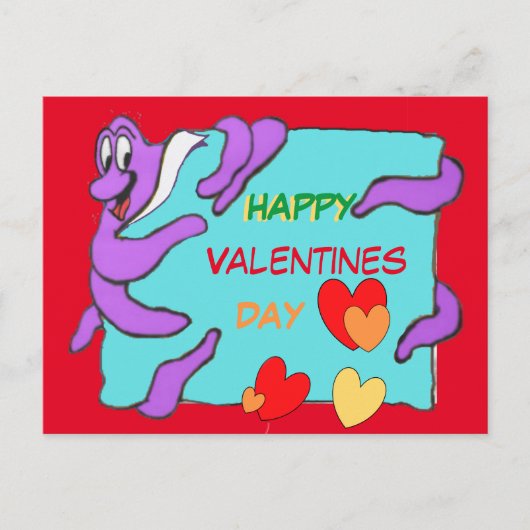 Meldung Octopus Happy Valentines Day Postcard Postkarte (Vorderseite)