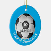 Meldung "Soccer-Ball" mit personalisiertem Namen Keramik Ornament (Rechts)