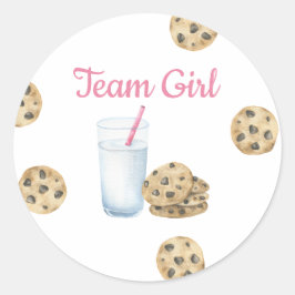 Meldung über Milch und Cookies Gender - Team Girl Runder Aufkleber