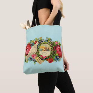 Meldung "viktorianische weiße Taube und Liebe" Tasche