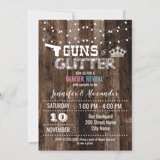 Meldung von Waffen oder Glitzer Einladung (Vorderseite)
