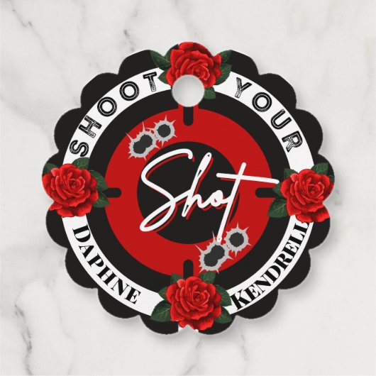 Meldung von Waffen oder Rose | Shoot your Shot Geschenkanhänger (Rückseite)