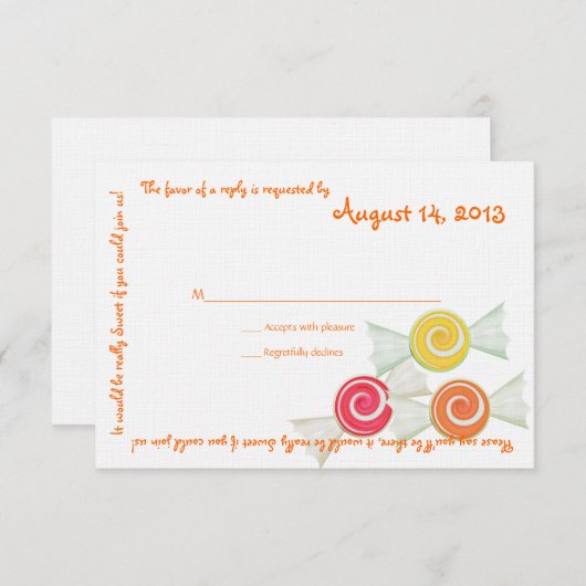 Meldungskarte für Süßigkeiten RSVP Karte (Vorne/Hinten)