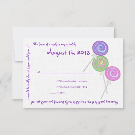 Meldungskarte für Süßigkeiten RSVP Karte (Vorderseite)