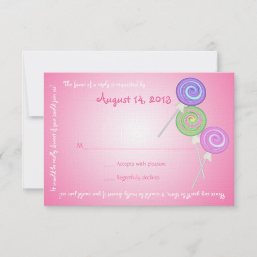 Meldungskarte für Süßigkeiten RSVP Karte (Vorderseite)