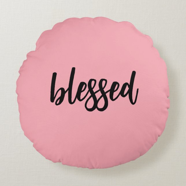 Meldungsvorlage leuchtet rosa und schwarz Buffalo  Rundes Kissen (Vorderseite)