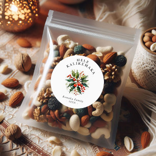 Mele Kalikemaka Holiday Benutzerdefinierter Text Runder Aufkleber