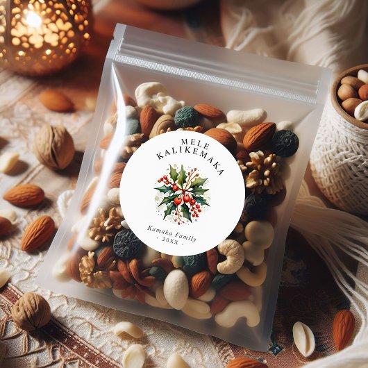 Mele Kalikemaka Holiday Benutzerdefinierter Text Runder Aufkleber