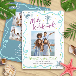 Mele Kalikimaka 5 Photo Teal Hand Drawn Christmas Feiertagskarte