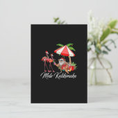 Mele Kalikimaka Aloha Hawaiian Flamingo Santa Chri Einladung (Stehend Vorderseite)
