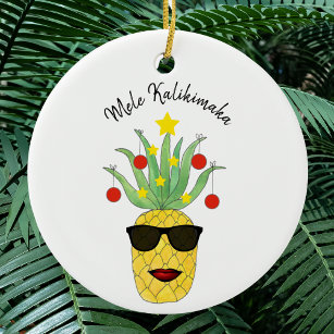 Mele Kalikimaka Ananas Keramik Ornament