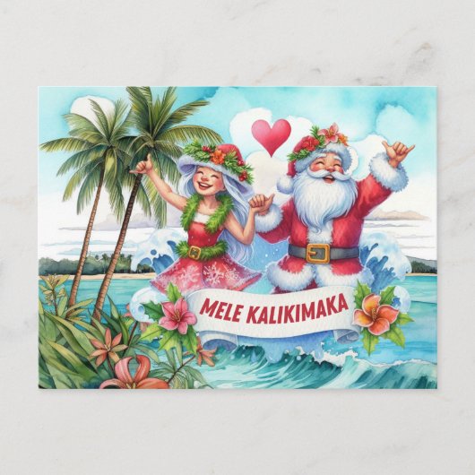 Mele Kalikimaka aus Hawaii Feiertagspostkarte (Vorderseite)