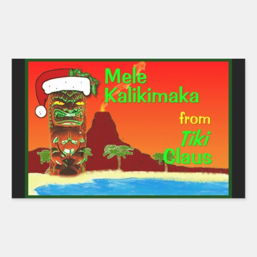 Mele Kalikimaka aus Tiki Claus Rechteckiger Aufkleber (Vorderseite)