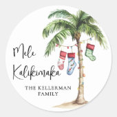 Mele Kalikimaka Beach Christmas Runder Aufkleber (Vorderseite)