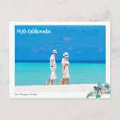 Mele Kalikimaka Beach Family Foto Hibiskus Floral Postkarte (Vorderseite)