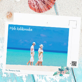 Mele Kalikimaka Beach Family Foto Hibiskus Floral Postkarte