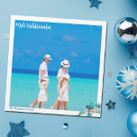 Mele Kalikimaka Beach Foto Christmas Magnet Card<br><div class="desc">Eine einfach wunderschöne Weihnachtsmagnete am Strand mit einem Foto aus Ihrem Inselurlaub,  das an der Ecke von einer hübschen Blume aus tropischem Hibiskus in schönem Pfirsichrosa mit blauen,  grünen Palmen-Blätter gehalten wird.</div>