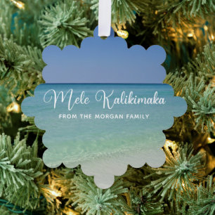 Mele Kalikimaka Beautiful Custom Beach Christmas Ornament Karte