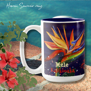 Mele Kalikimaka Bird of Paradise Hawaiian Souvenir Zweifarbige Tasse