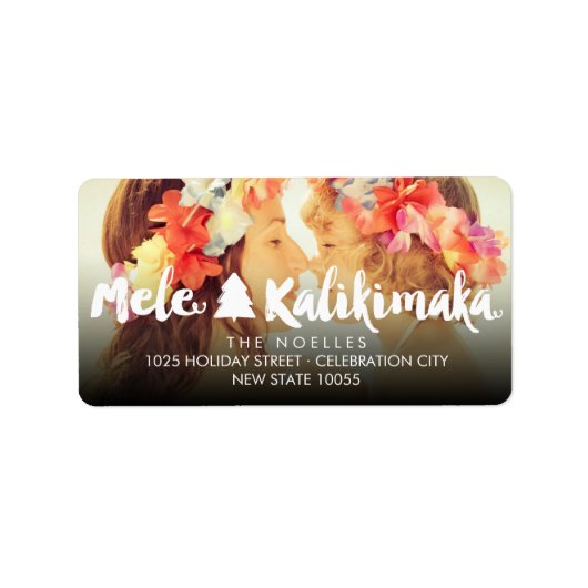 Mele Kalikimaka Brush Christmas Tree Foto Adresse Adressaufkleber (Vorne)