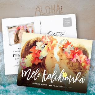 Mele Kalikimaka Brush Script Weihnachts-Foto Feiertagspostkarte