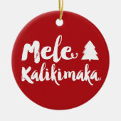 Mele Kalikimaka Brush Script Weihnachtsbaum Foto Keramik Ornament (Vorne)