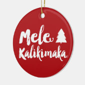 Mele Kalikimaka Brush Script Weihnachtsbaum Foto Keramik Ornament (Links)