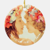 Mele Kalikimaka Brush Script Weihnachtsbaum Foto Keramik Ornament (Hinten)