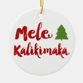 Mele Kalikimaka Brush Script Weihnachtsbaum Foto Keramikornament (Vorne)