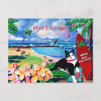 Mele Kalikimaka Cat bei Poipu Beach Postcard Postkarte