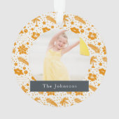 Mele Kalikimaka Christmas 2 Foto Orange Ornament (Rückseite)