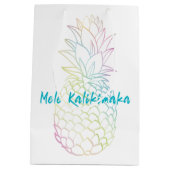 Mele Kalikimaka Christmas Ananas Tropical Mittlere Geschenktüte (Rückseite)
