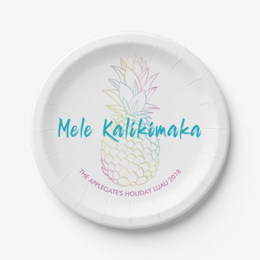 Mele Kalikimaka Christmas Ananas Tropical Pappteller (Vorderseite)