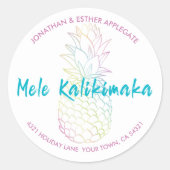 Mele Kalikimaka Christmas Ananas Tropical Runder Aufkleber (Vorderseite)