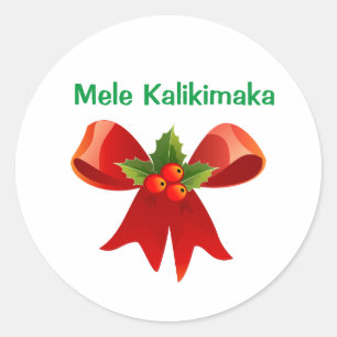 Mele Kalikimaka Christmas Bow Runder Aufkleber