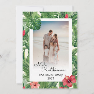 Mele Kalikimaka Christmas Family Foto Tropical Feiertagskarte