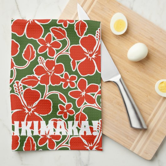 Mele Kalikimaka Christmas Hawaiian Hibiskus Print Geschirrtuch (Viertel Falte)