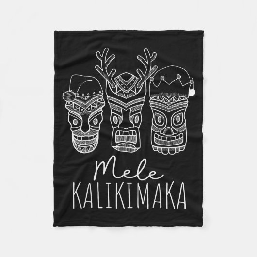 Mele Kalikimaka Christmas Hawaiian Santa Tiki Mask Fleecedecke (Vorderseite)