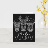 Mele Kalikimaka Christmas Hawaiian Santa Tiki Mask Karte (Gelbe Blume)