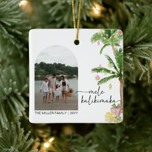 mele kalikimaka christmas Holiday Photo Keramikornament (Baum)