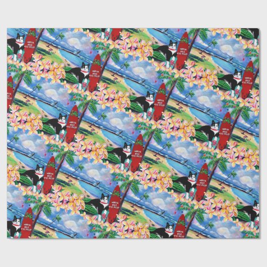Mele Kalikimaka Christmas Kitty in Poipu  Geschenkpapier (Flach)