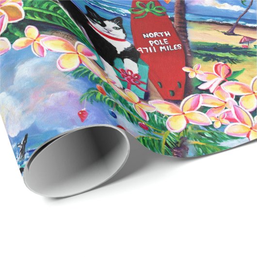 Mele Kalikimaka Christmas Kitty in Poipu  Geschenkpapier (Rolleneckpunkt)