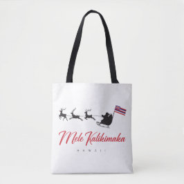 Mele Kalikimaka Christmas Santa with Hawaiian flag Tasche