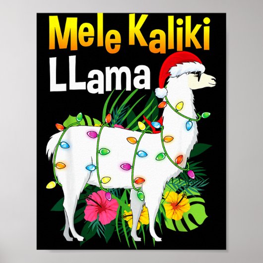 Mele Kalikimaka Christmas Shirt Hawaiian Llama X-m Poster (Vorne)