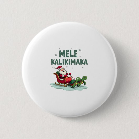 Mele Kalikimaka Christmas Shirt � Santa Sleigh Sea Button (Vorderseite)
