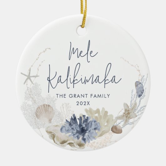 Mele Kalikimaka Coastal Holiday Keramik Ornament (Vorne)