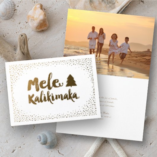 Mele Kalikimaka Confetti Chic Weihnachts-Foto Folienkarte